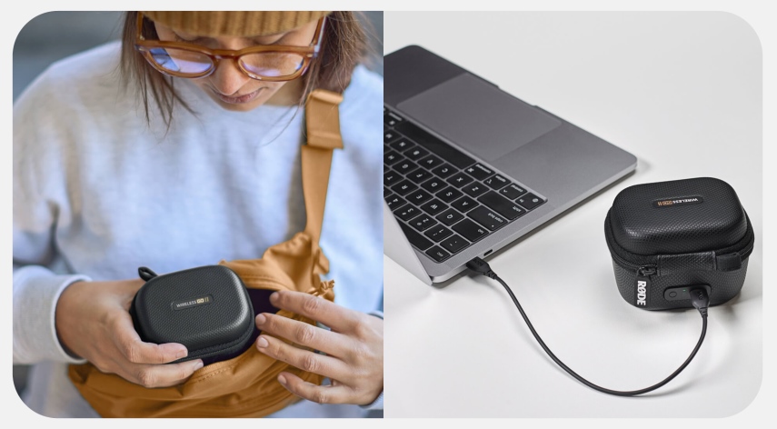 קייס טעינה לקיט משדר ומקלט Wireless GO II Charge Case